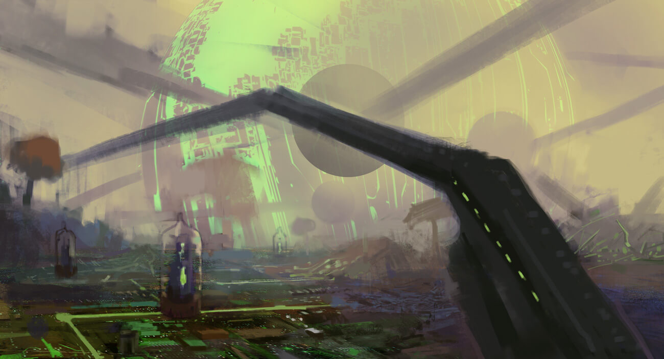 Science fiction city concept painting